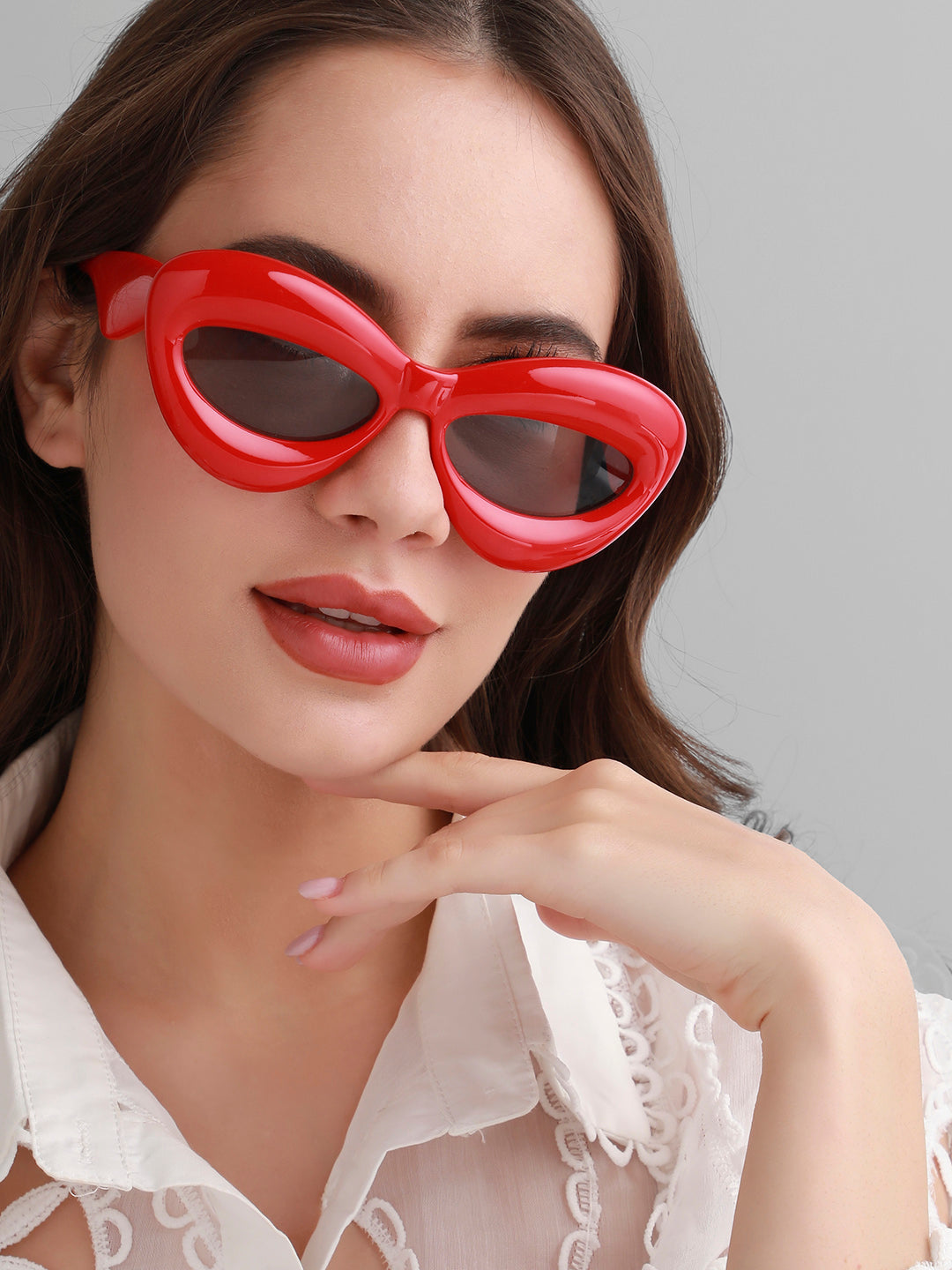 Solid Cateye Sunglasses - Red