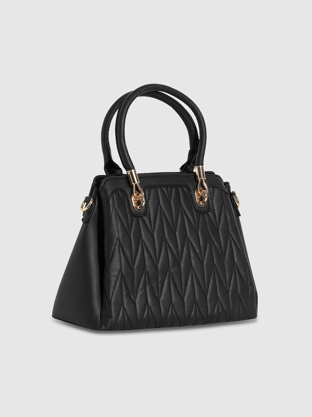 Quilted Top Handle Handbag - Black