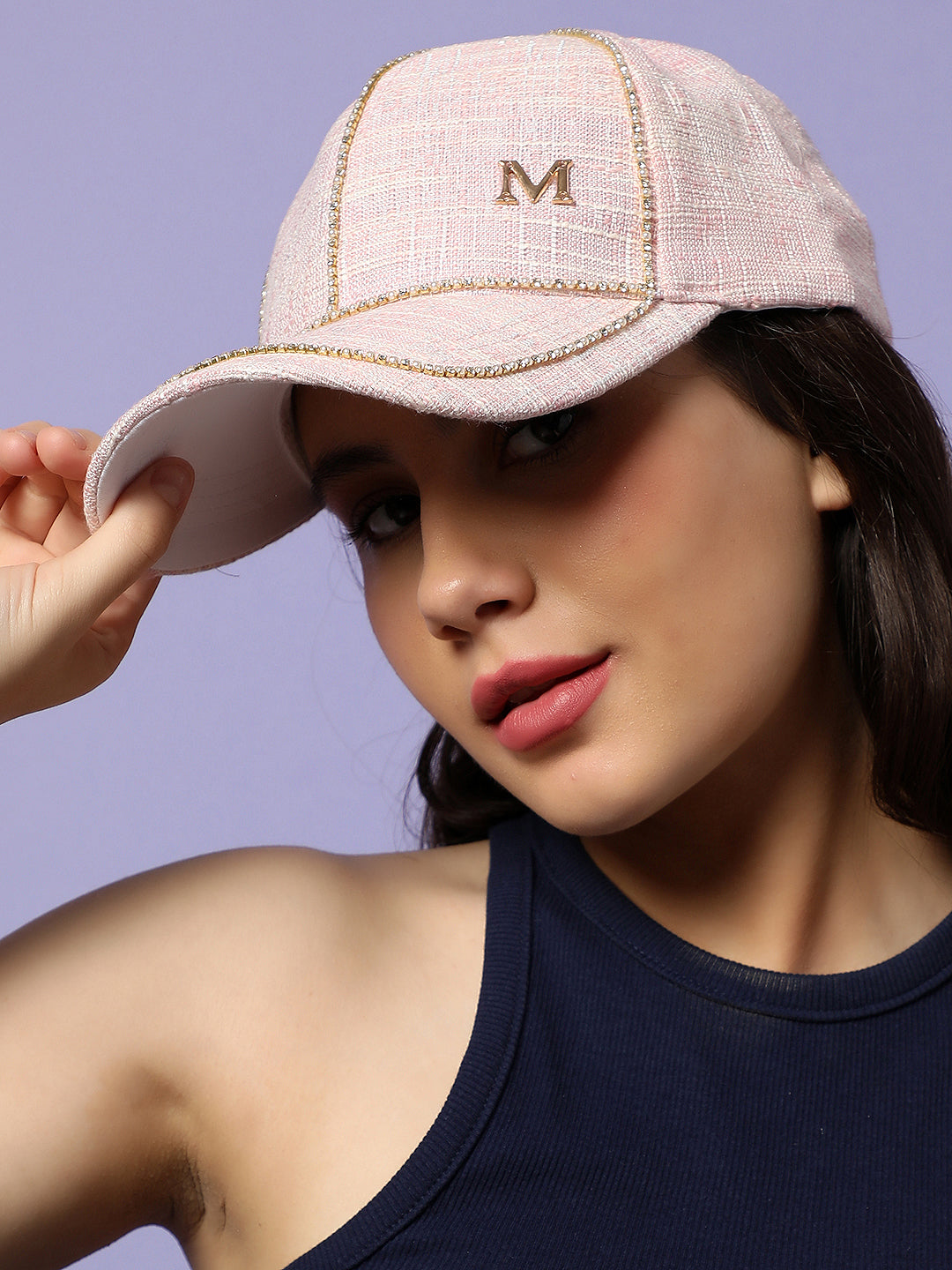 Blush Pink Textured Baseball Cap