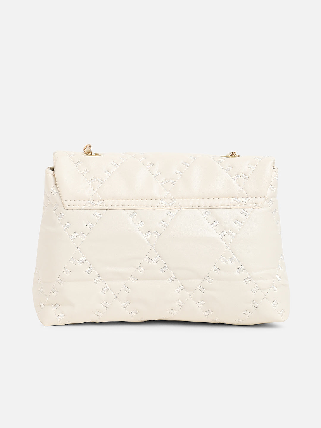 White Quilted Vegan Leather Sling Bag