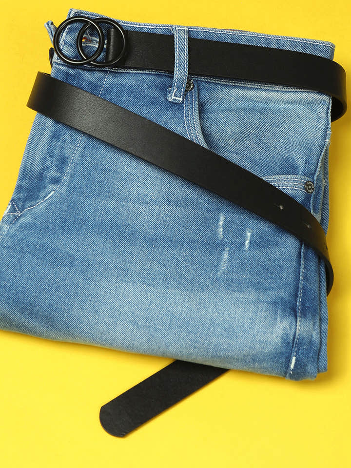 Black Solid Push Pin Belt