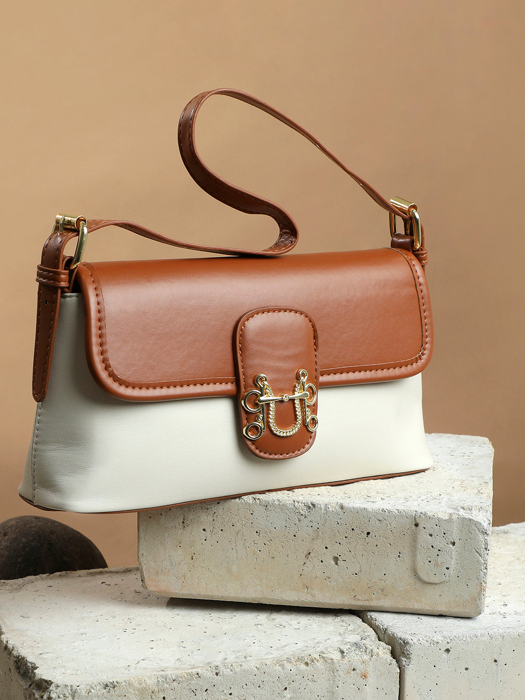 Dual-Tone Delight Brown & White Hand Bag