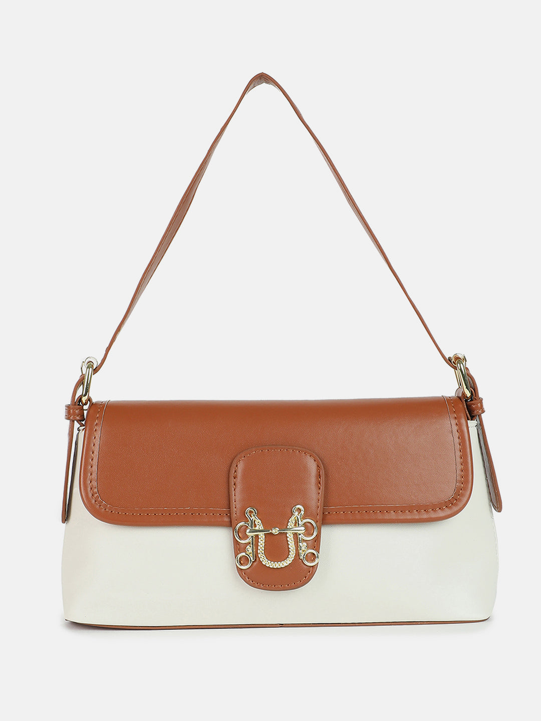 Dual-Tone Delight Brown & White Hand Bag