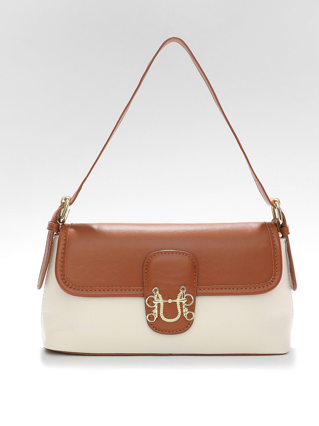 Dual-Tone Delight Brown & White Hand Bag