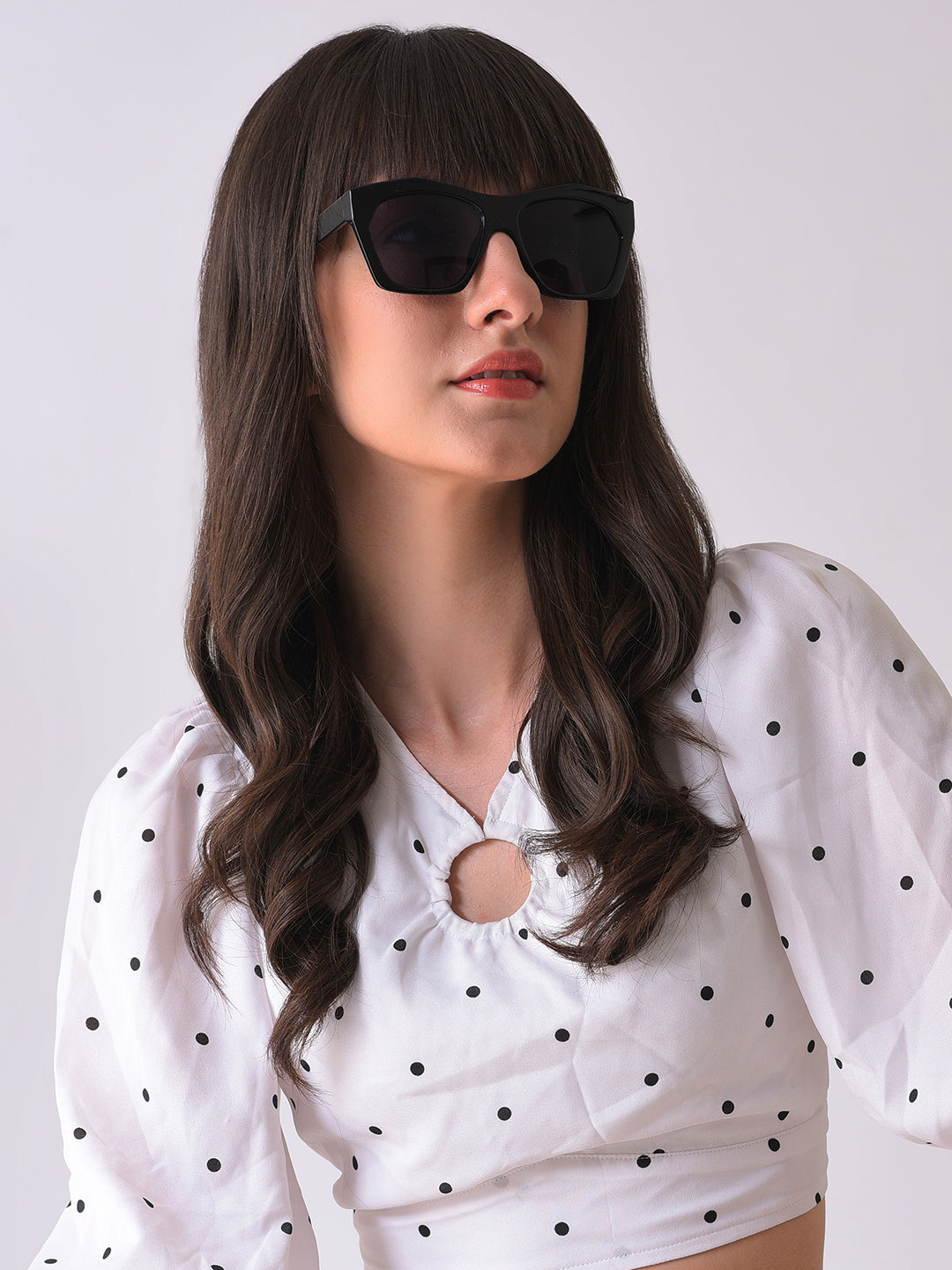 Haute Sauce Women Black Lens Black Butterfly Sunglasses With Uv