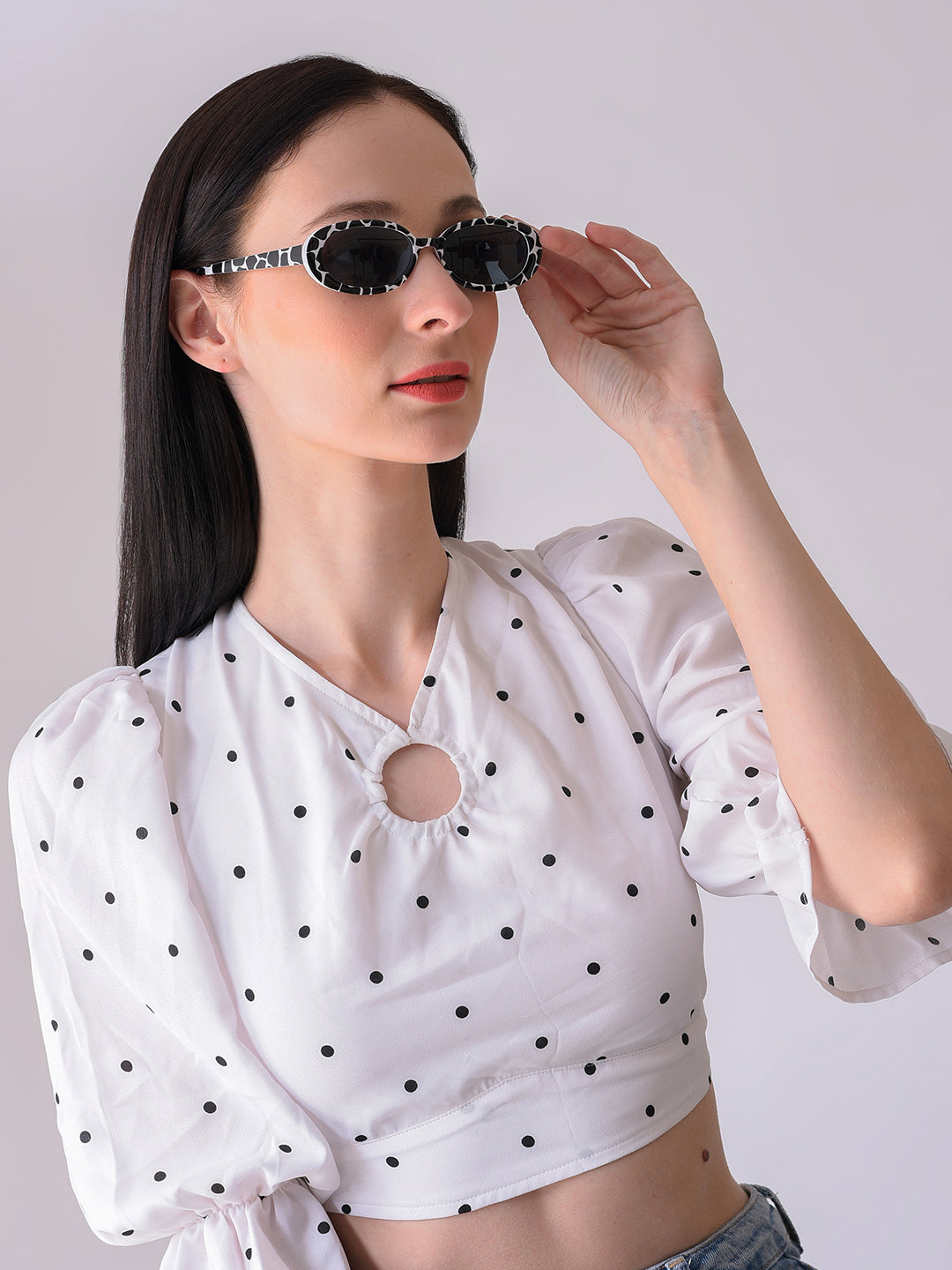 Black Lens White Oval Sunglasses