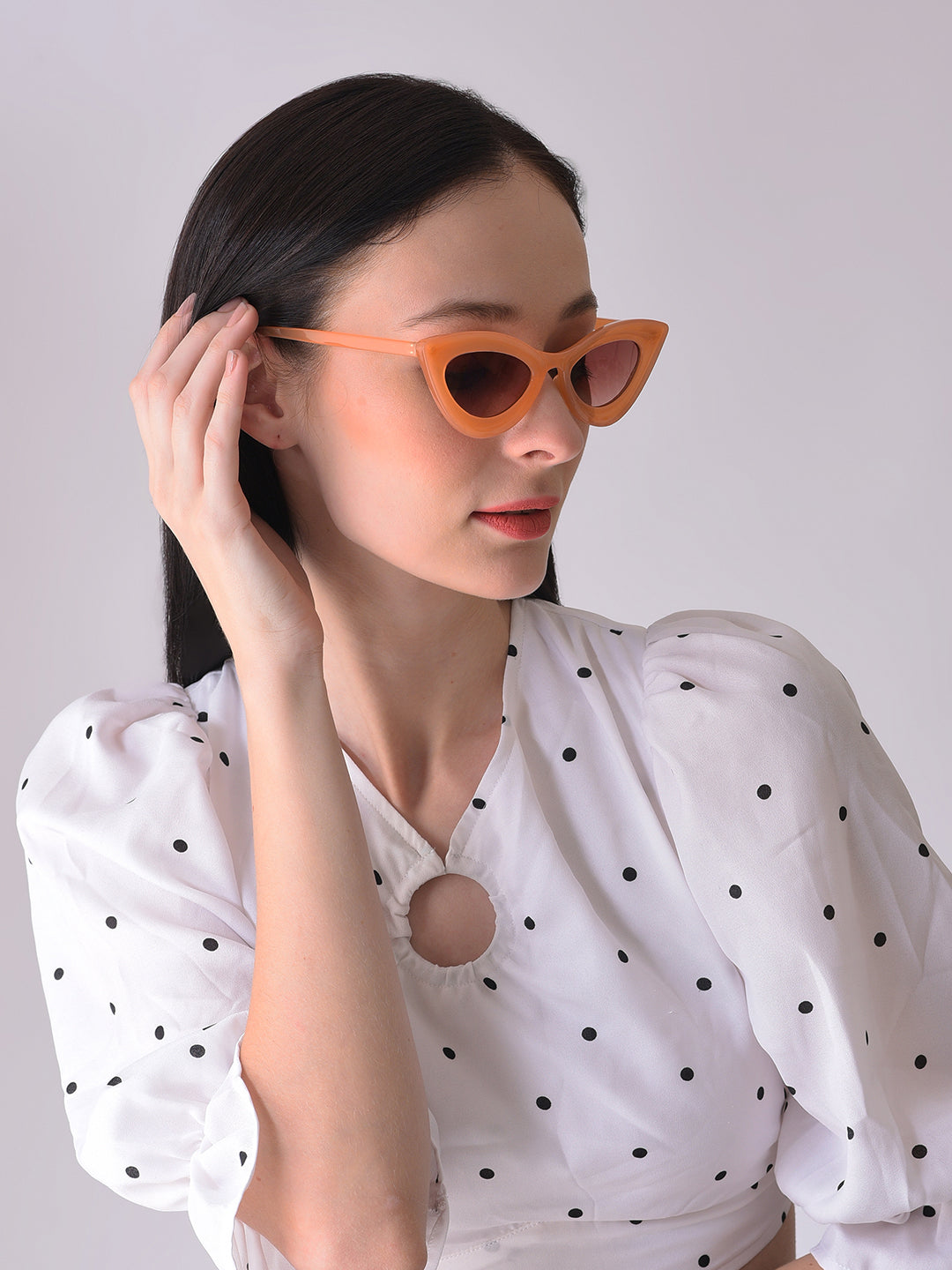 Brown Lens Orange Cateye Sunglasses