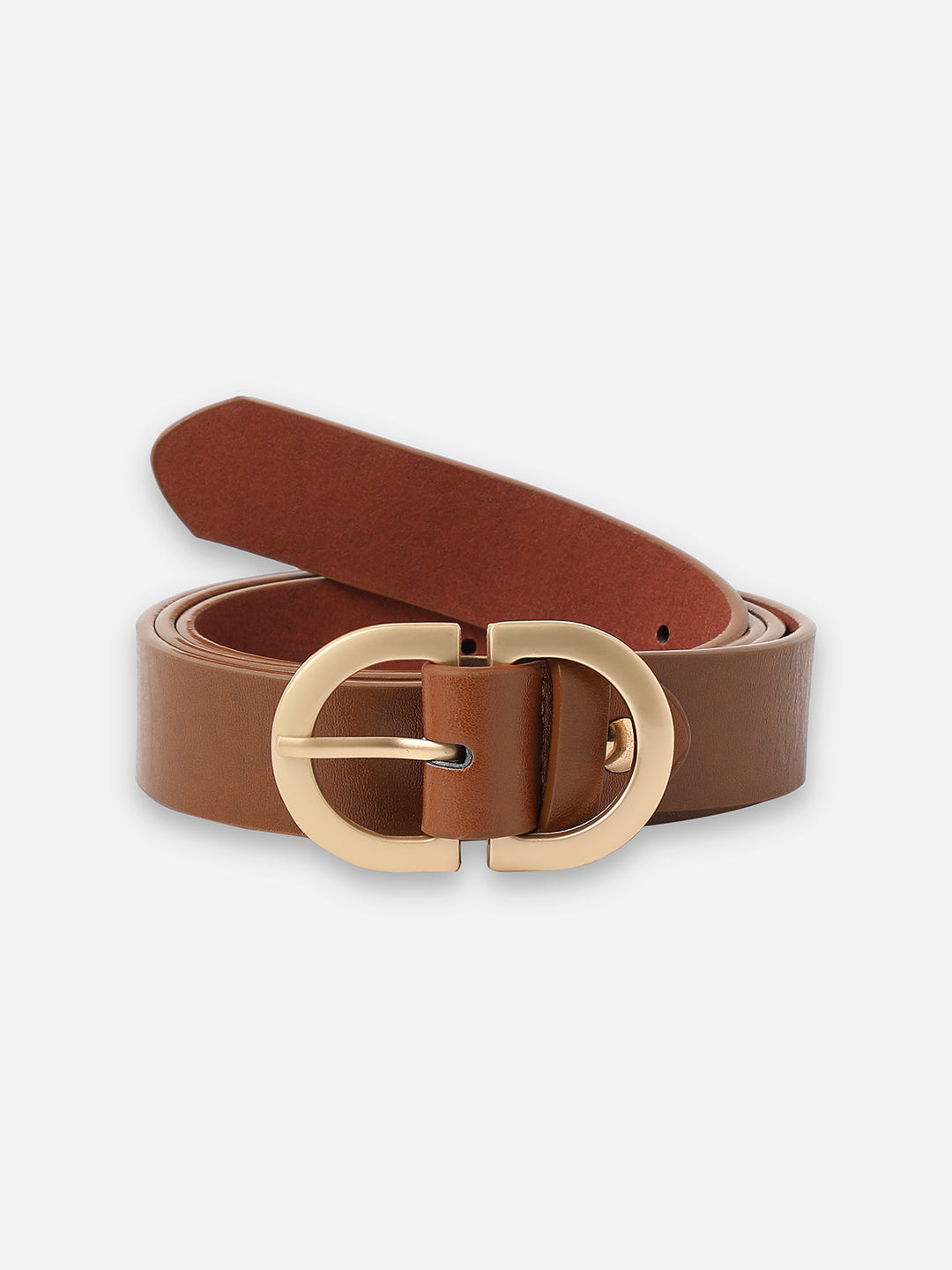 Brown Solid Waist Belt
