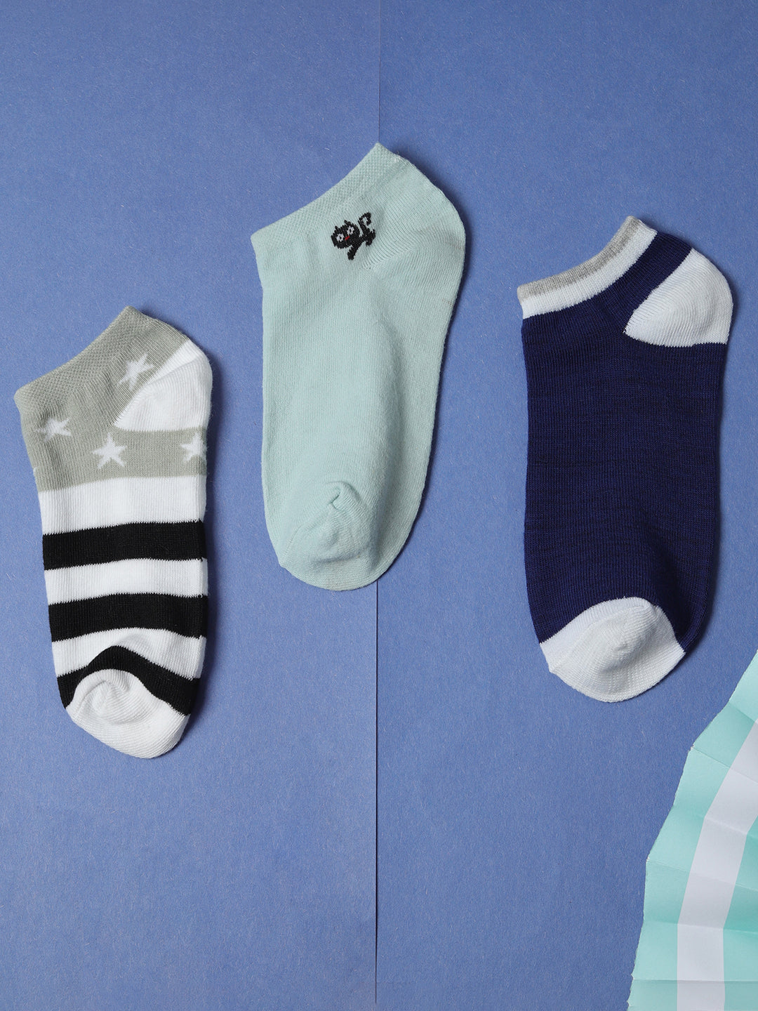 Set Of 3 Cute Snkle Length Socks