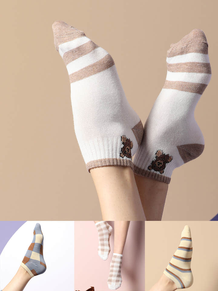Set Of 4 Cute Ankle Length Socks