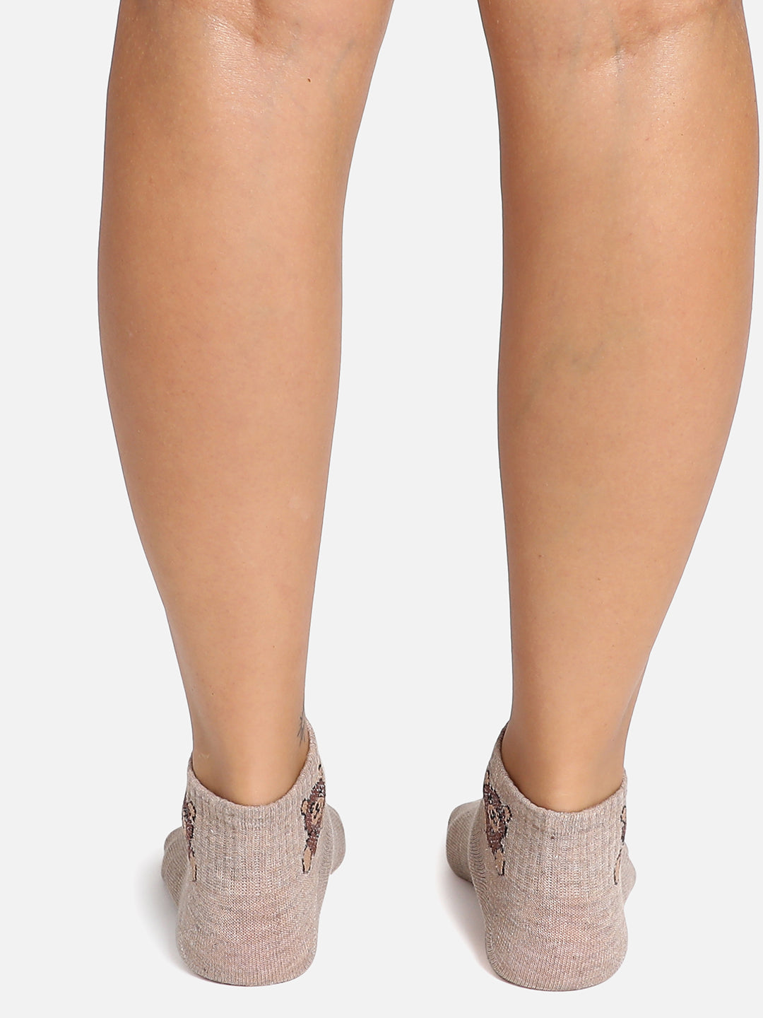 Set Of 2 Beige Ankle Length Socks