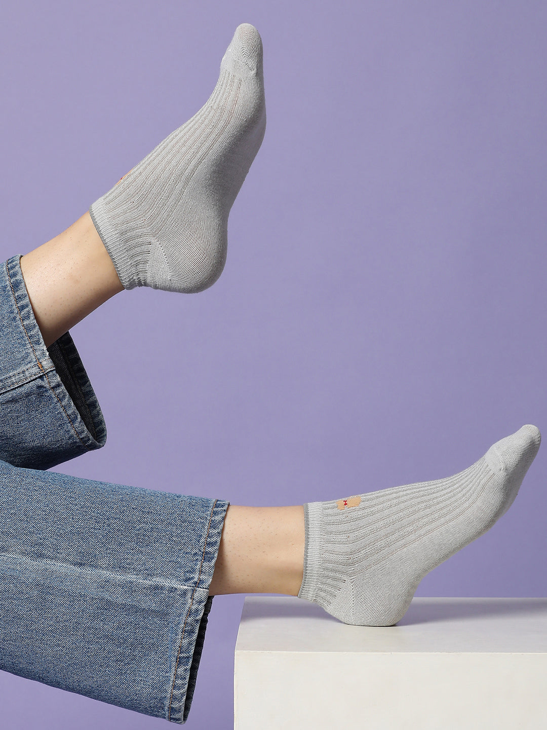 Set Of 3 Nude Ankle Length Socks