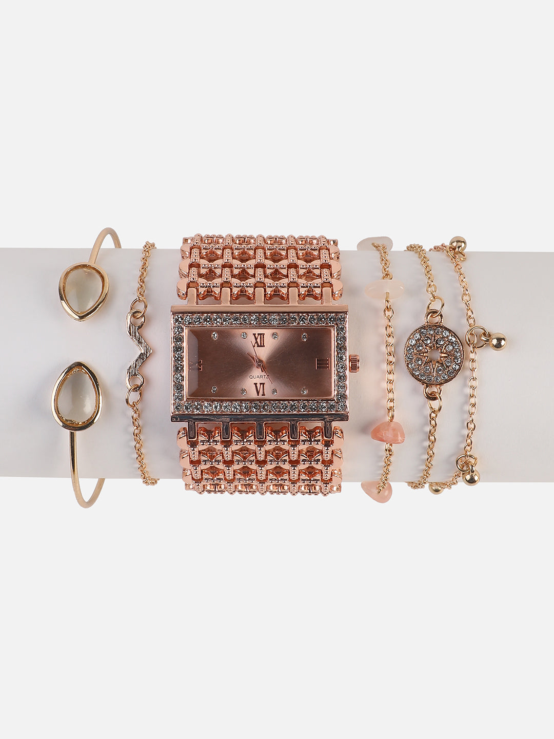 Kayra Rose Gold Watch Combo