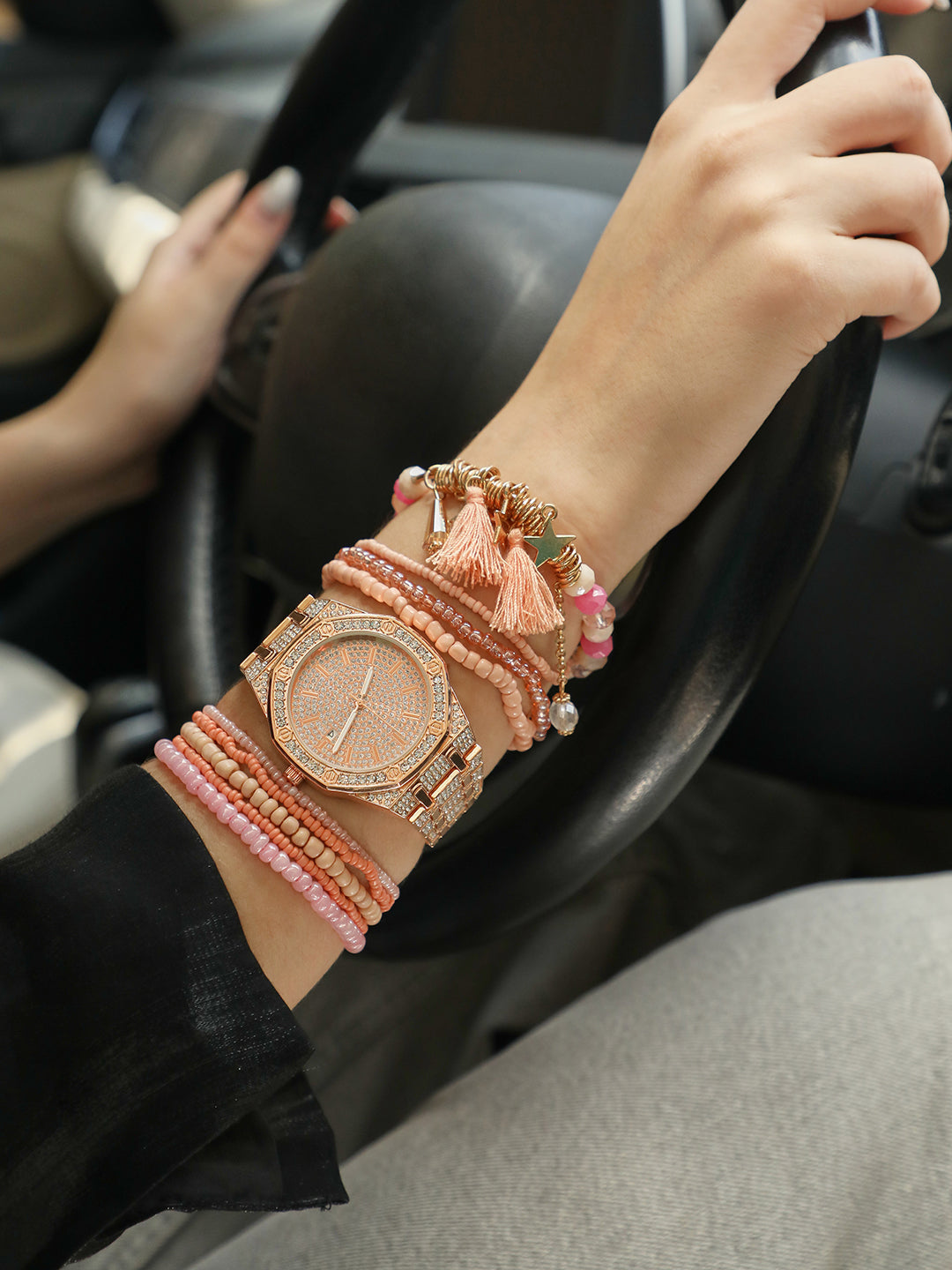Valentine Rose Gold Watch Combo