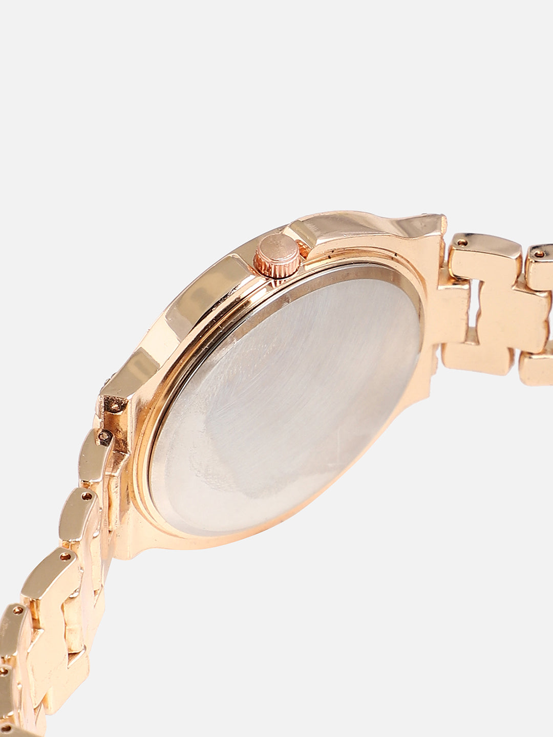 Embellished Rose Gold Round Dial With Rose Gold Metal Strap