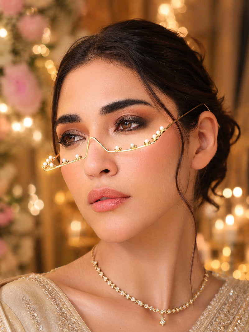 The Pearl Chain Sunglass - Gold Pearl