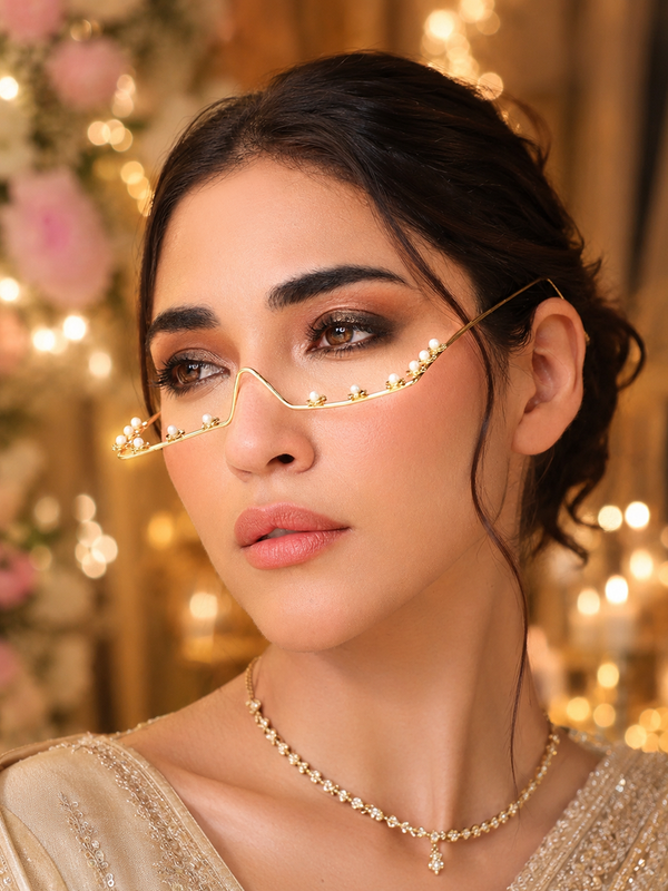 The Pearl Chain Sunglass - Gold Pearl