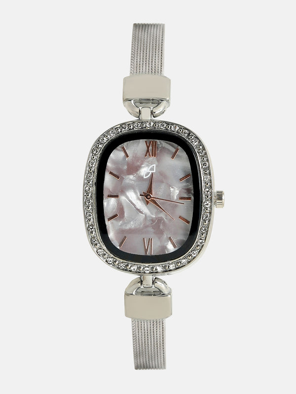 The Textured Square Watch - Charcoal Grey