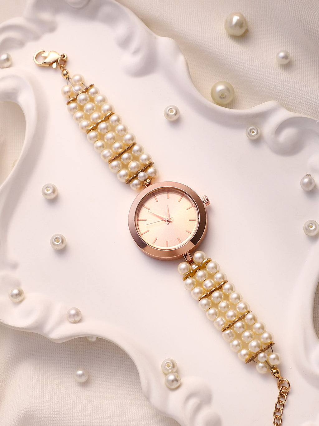 The Noor Round Watch - Pearl White