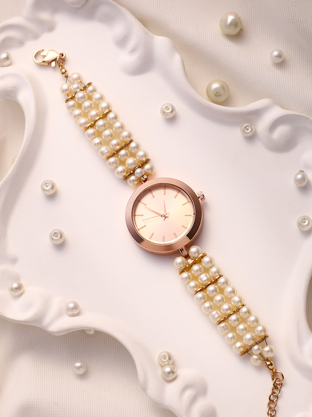 The Noor Round Watch - Pearl White