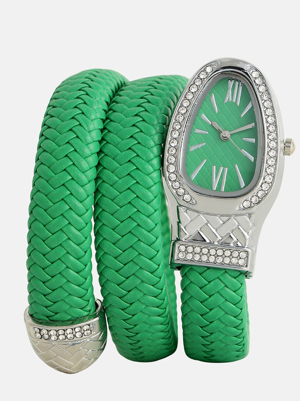 The Aurora Wrap Oval Watch -  Emerald Green