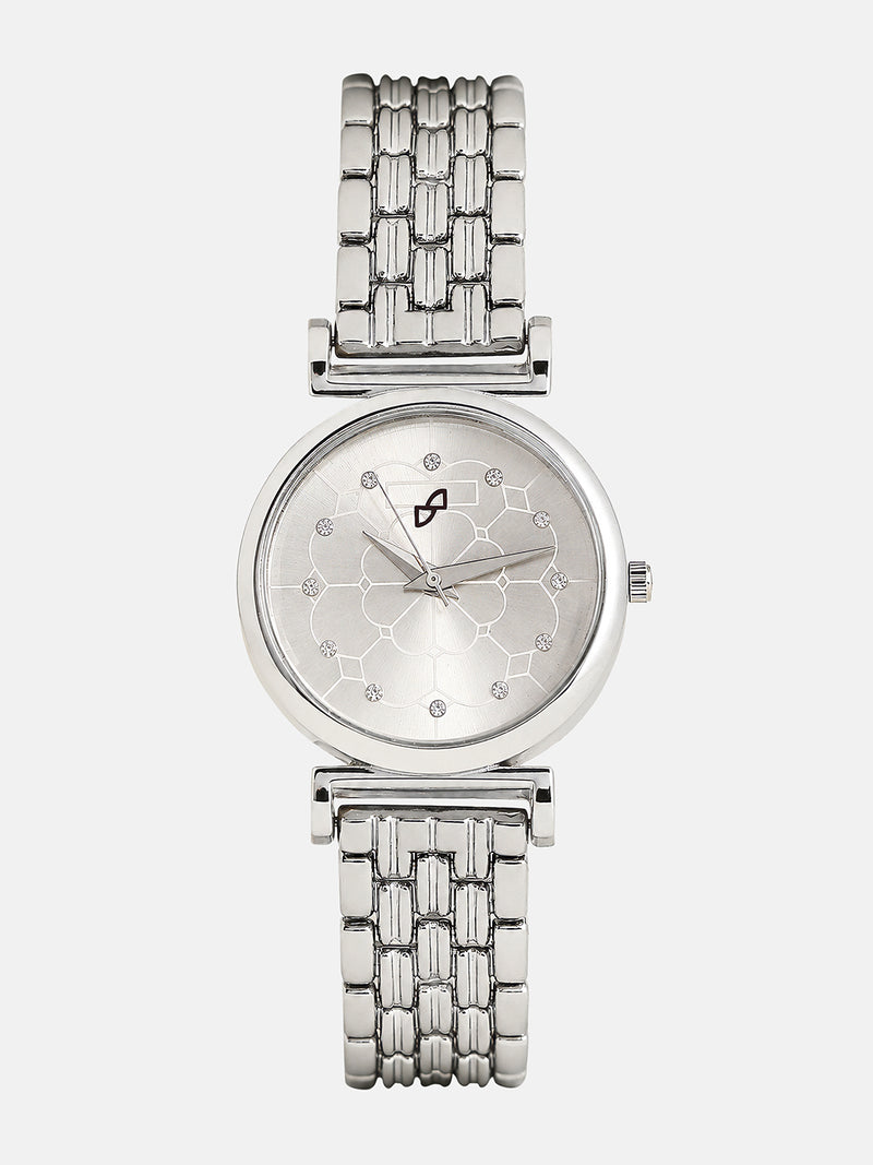 The Daily H-Link Round Watch - Metallic Silver