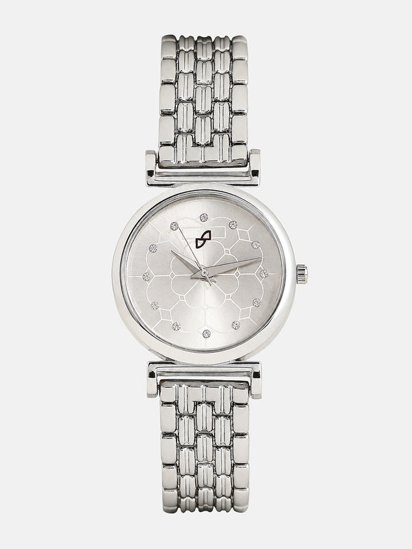 The Daily H-Link Round Watch - Metallic Silver