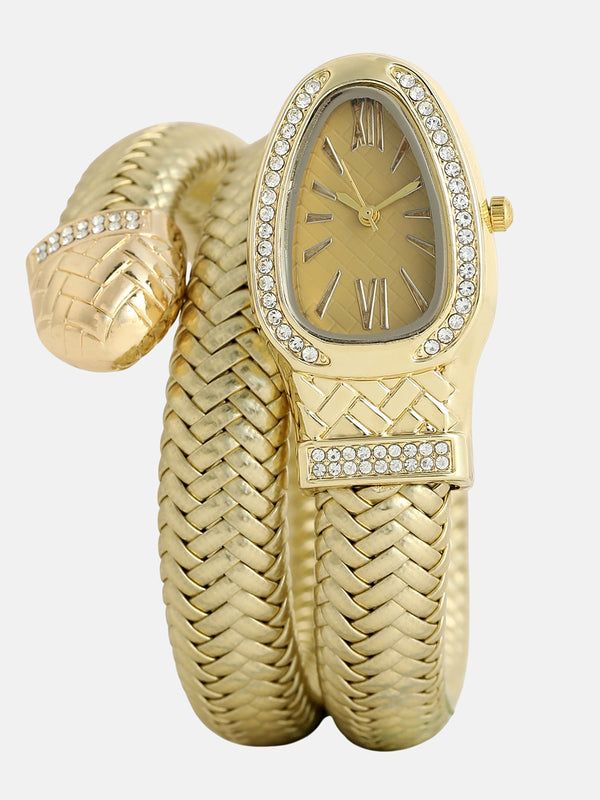 The Aurora Wrap Oval Watch -  Champagne Gold