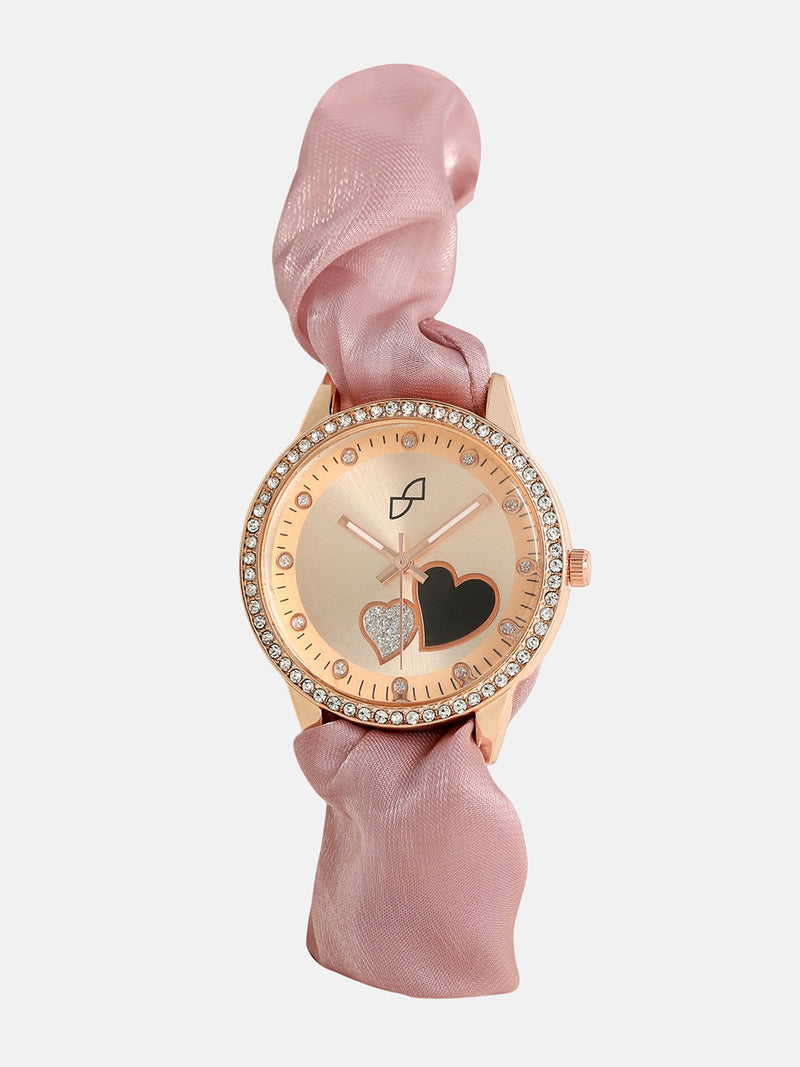 The Scrunchie Heart Round Watch - Blush Pink