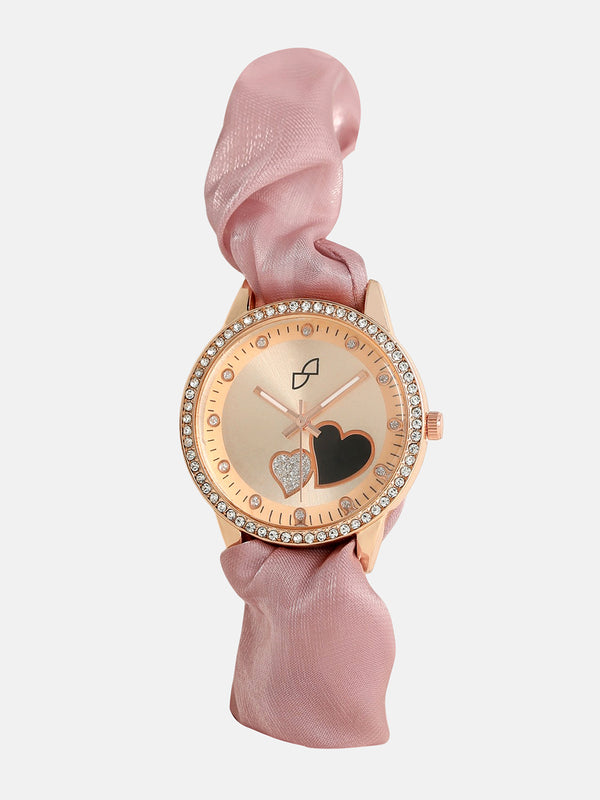 The Scrunchie Heart Round Watch - Blush Pink
