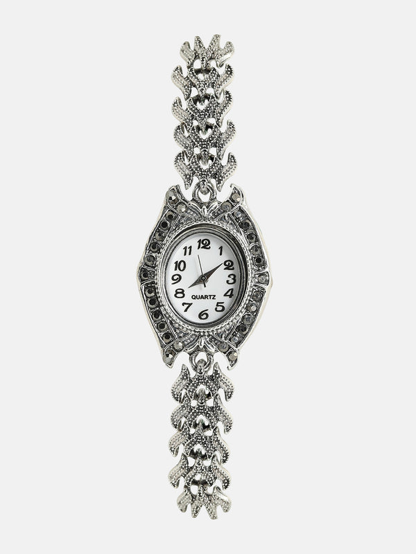 The Wishbone Oval Watch - Antique Silver
