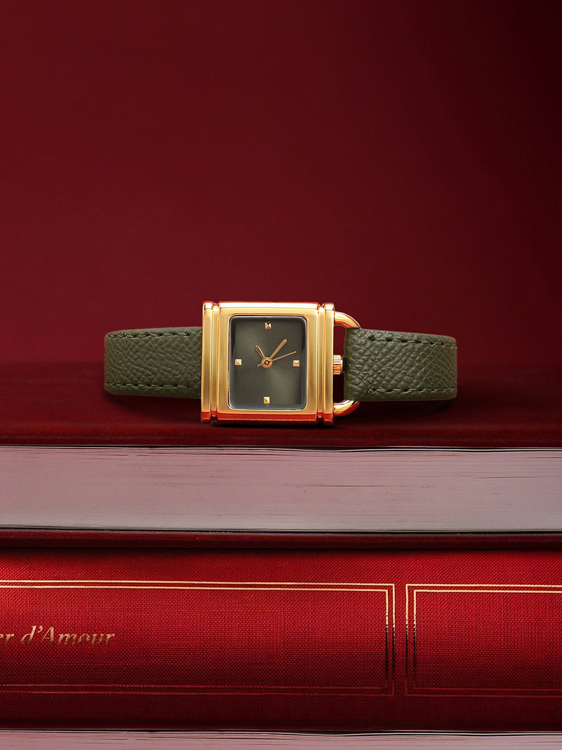 The Vintage Square Watch - Olive Green
