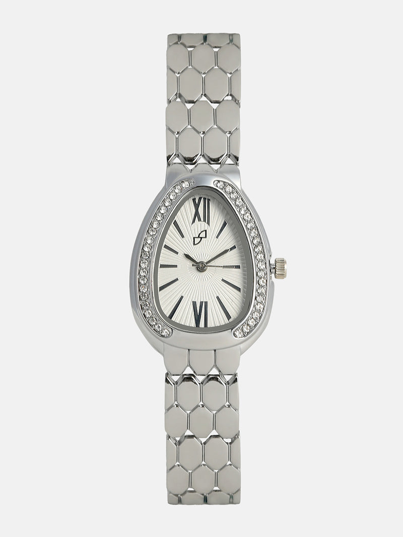 The Roman Ophidian Oval Watch - Metallic Silver