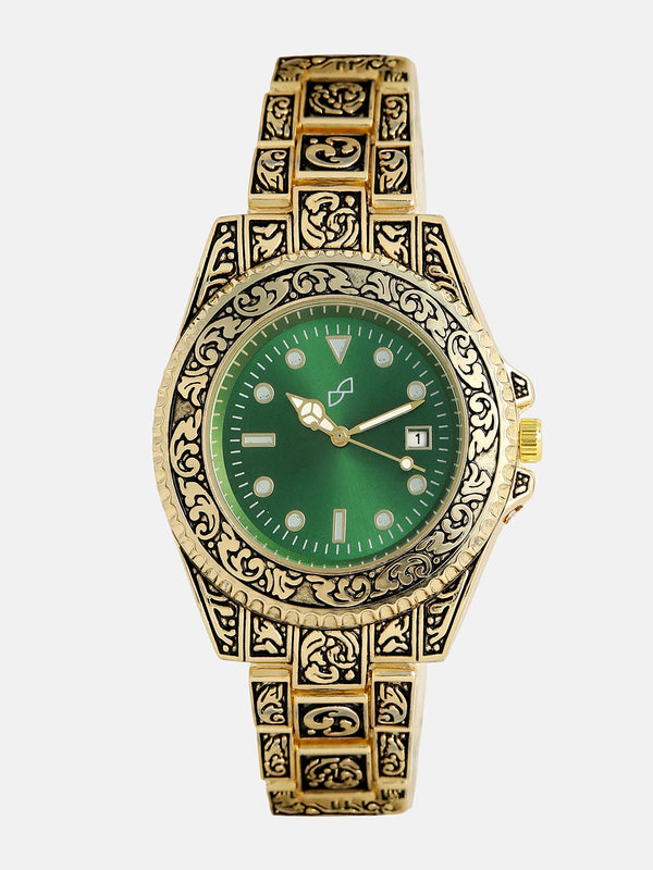 Embossed Round Watch - Gold