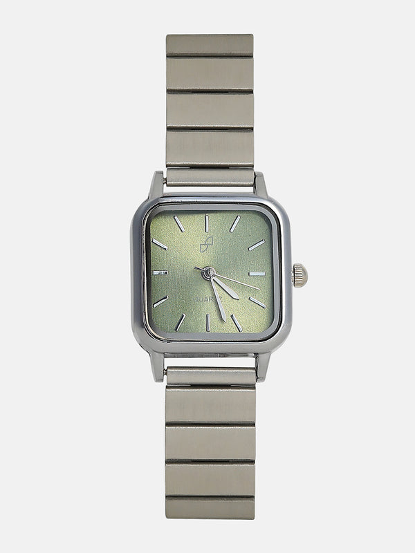 The Downtown Chain Square Watch - Olive Green