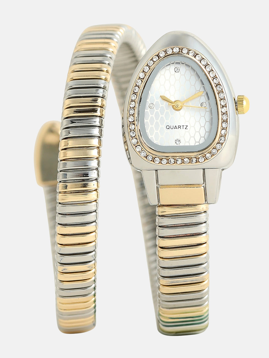 The Aurelia Gem Wrap Oval Watch -  Metallic Silver