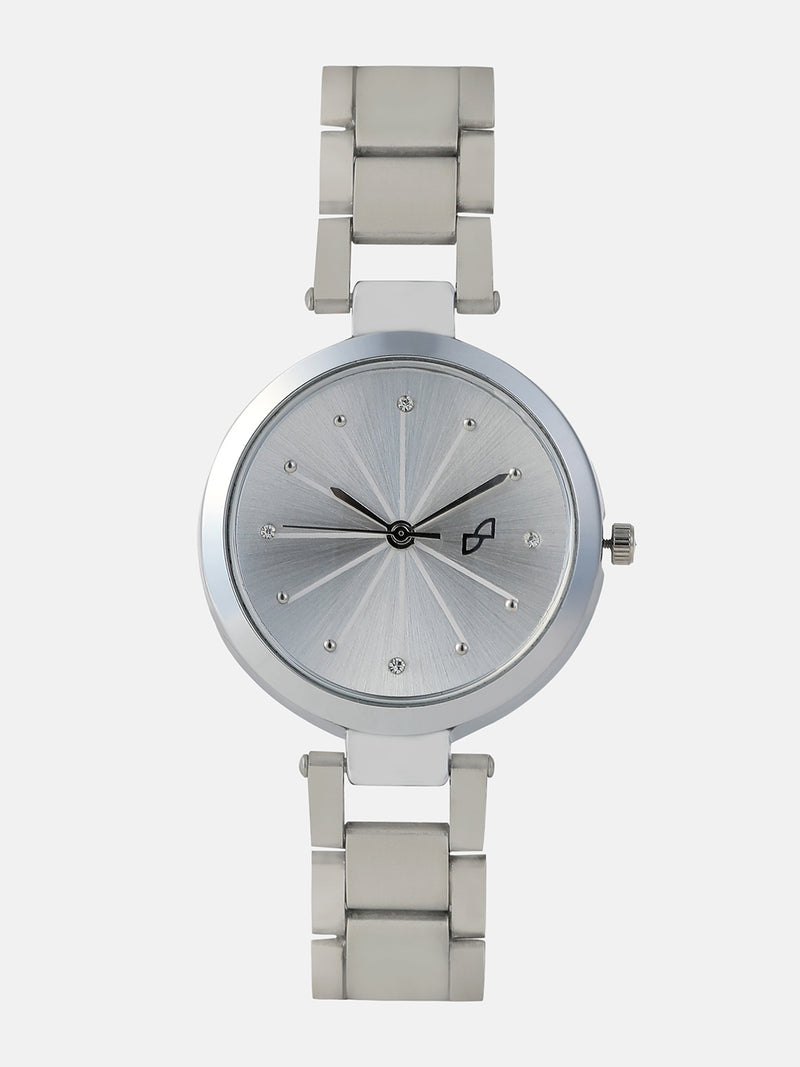 The Jour Round Watch - Metallic Silver