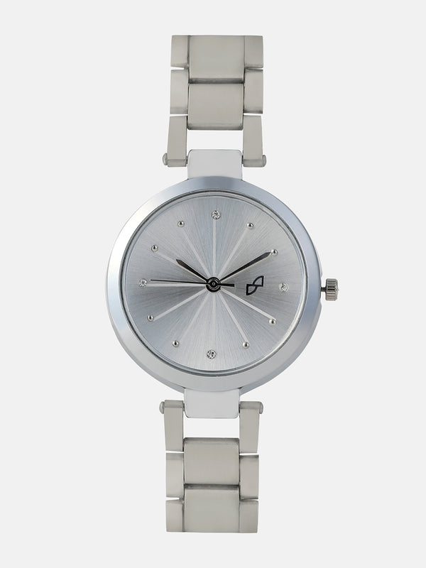 The Jour Round Watch - Metallic Silver