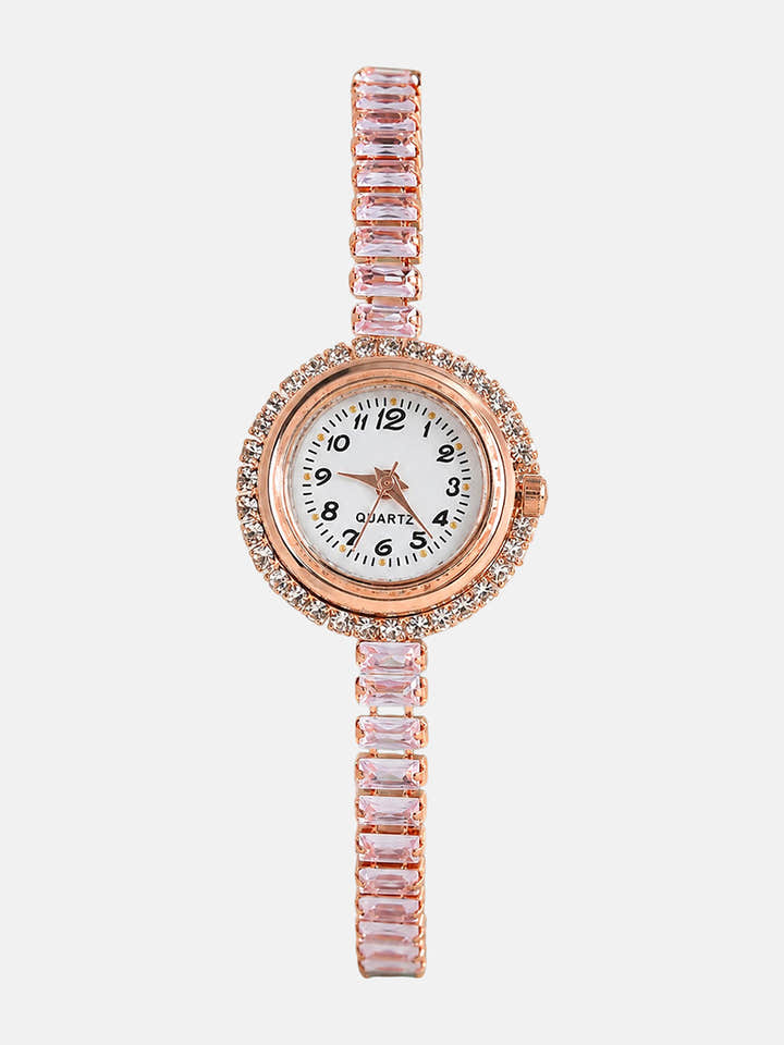The Crystalized Wrap Round Watch - Rose Gold (Crystal Silver Stone)