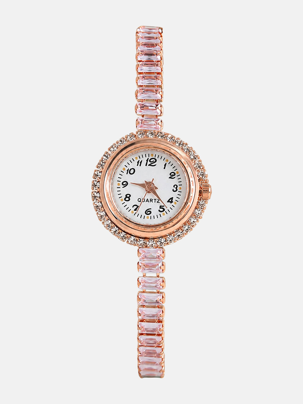 The Crystalized Wrap Round Watch - Rose Gold (Crystal Silver Stone)
