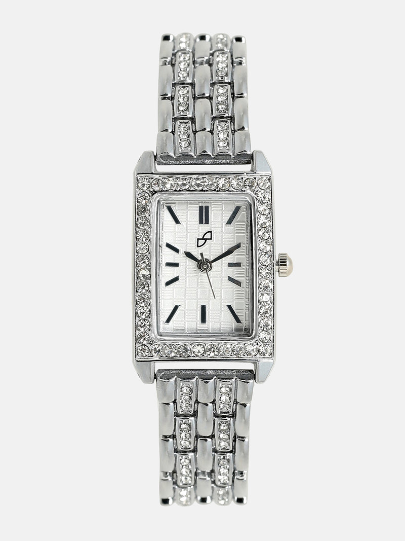 The Chérie Rectangular Watch - Metallic Silver