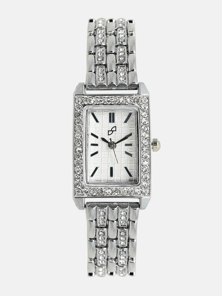 The Chérie Rectangular Watch - Metallic Silver