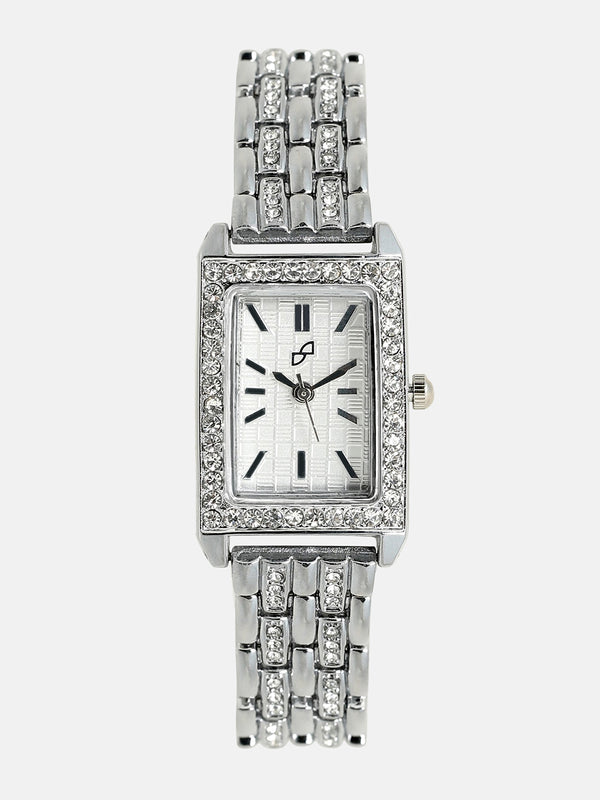 The Chérie Rectangular Watch - Metallic Silver