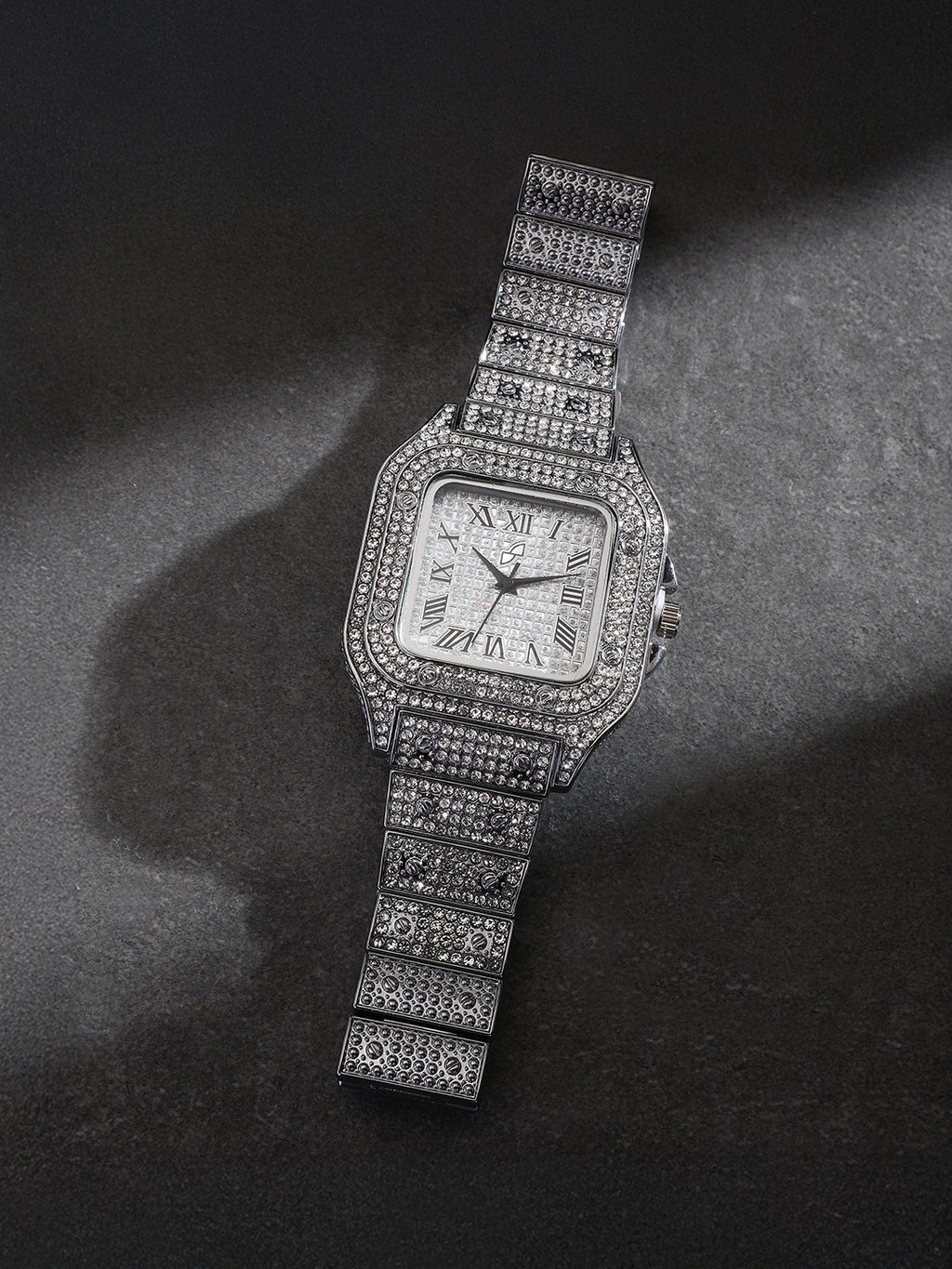 The Bijou Roman Square Watch - Metallic Silver