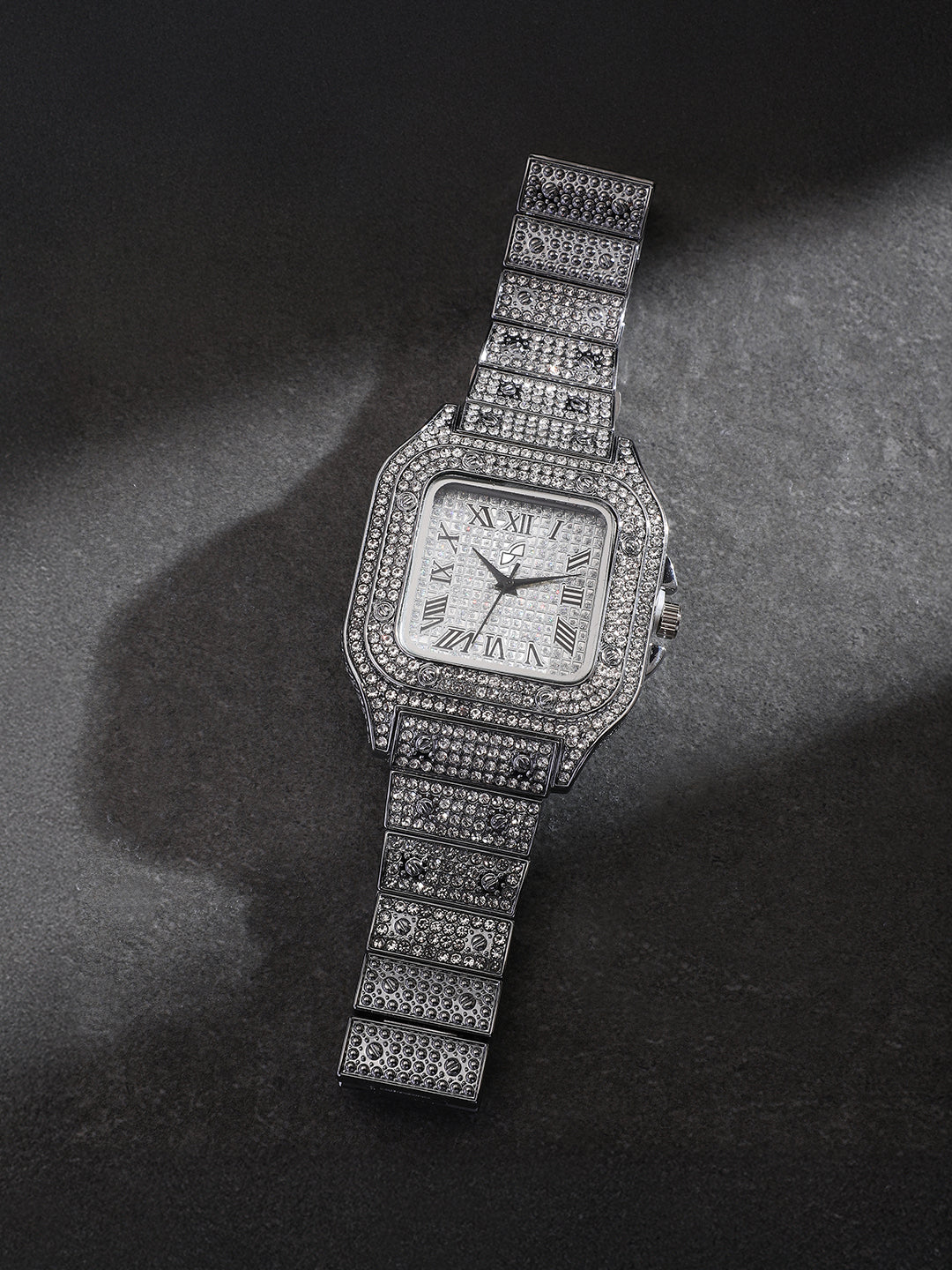 The Bijou Roman Square Watch - Metallic Silver