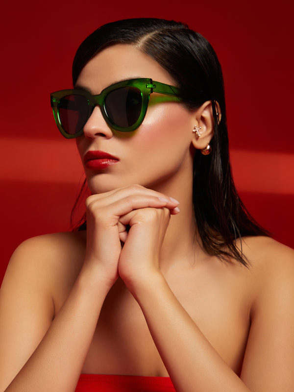 Black Lens Green Butterfly Sunglasses