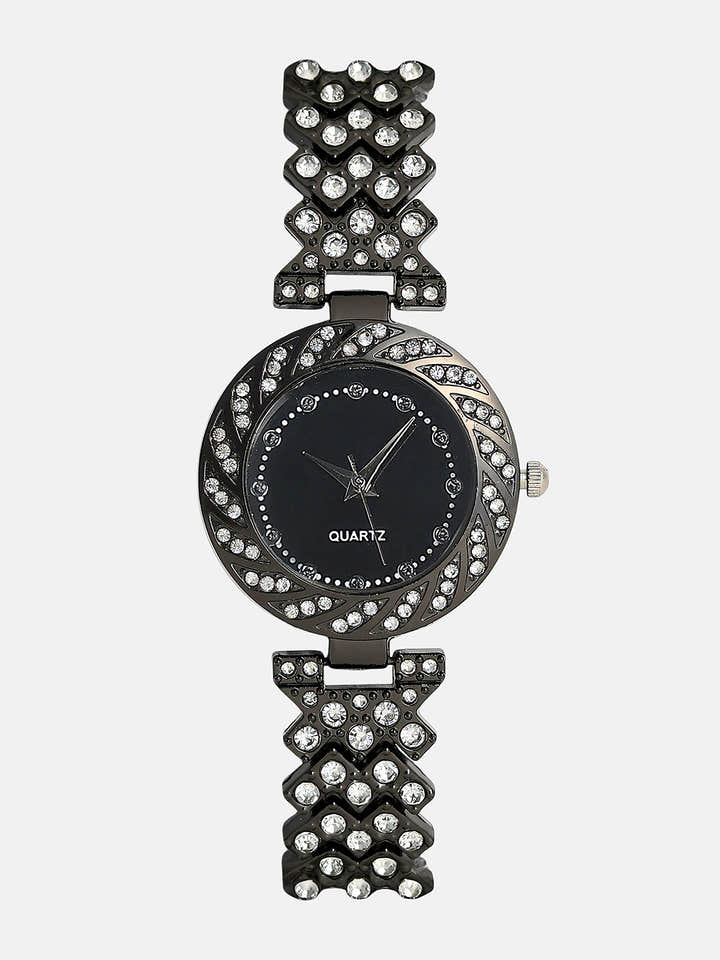 Embellished Chain Round Watch