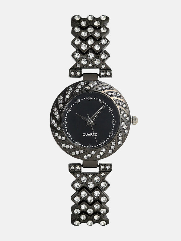 Embellished Chain Round Watch