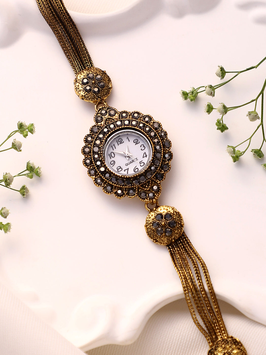 The Stone Chainlink Round Watch - California Gold