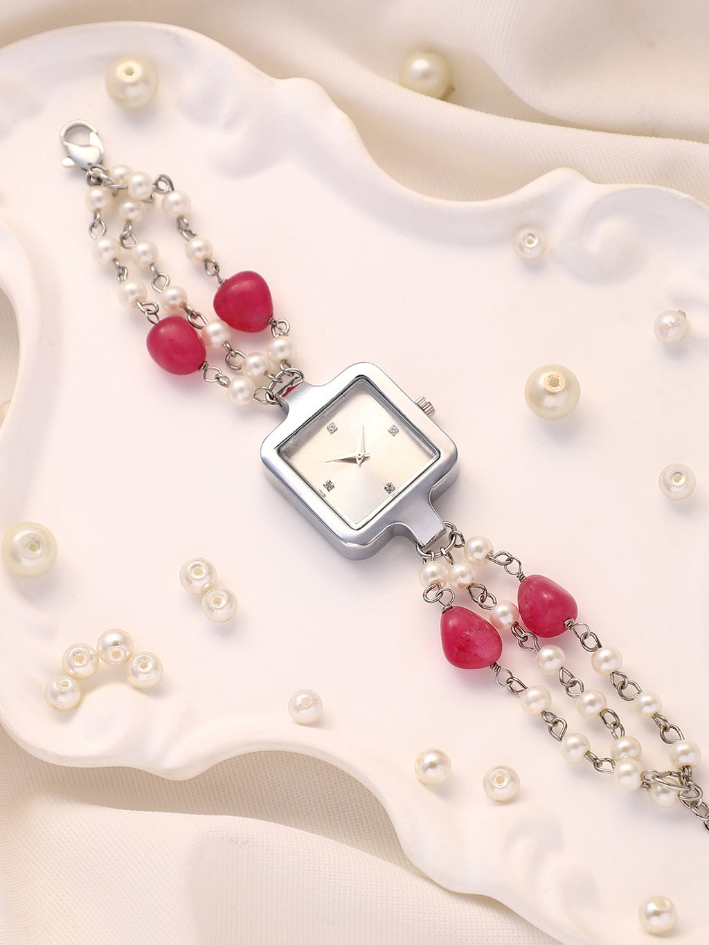 The Begum Square Watch - Ruby Red